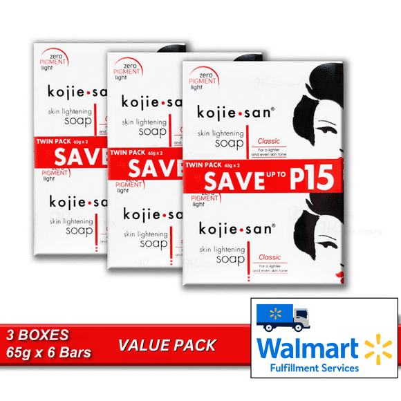 Original Kojie San Kojic Acid Skin Brightening Soap (65g x 6 Bars) Value Pack