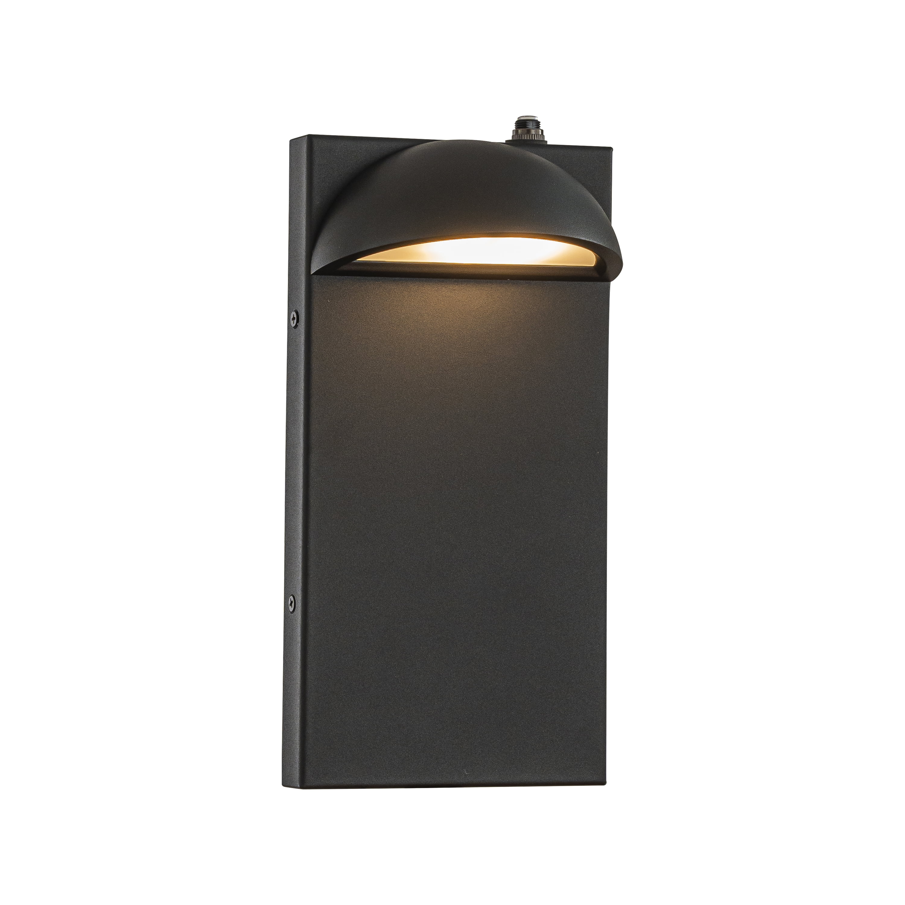 1 Light H11 in. Modern Outdoor Integrated LED Wall Light with Dusk-to-Dawn Sensor Minimalist Lines Black Exterior Sconce with Frosted Glass for Entryway Porch
