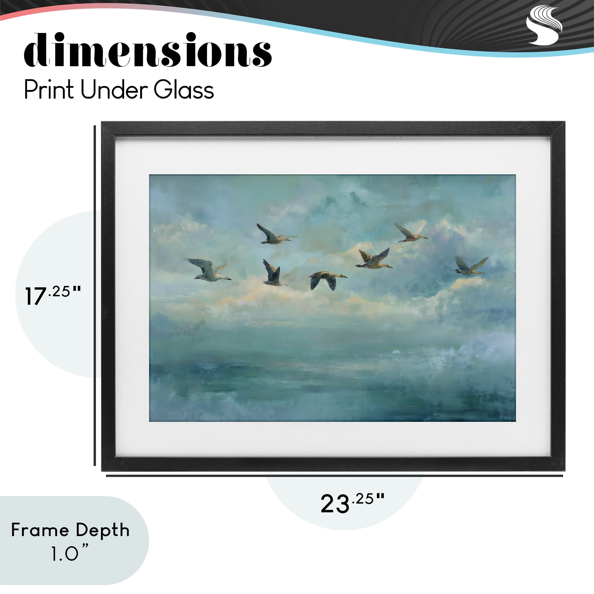 Stupell Industries Blue Skies Geese Black Framed Print Under Glass, design by Petal Prints Design