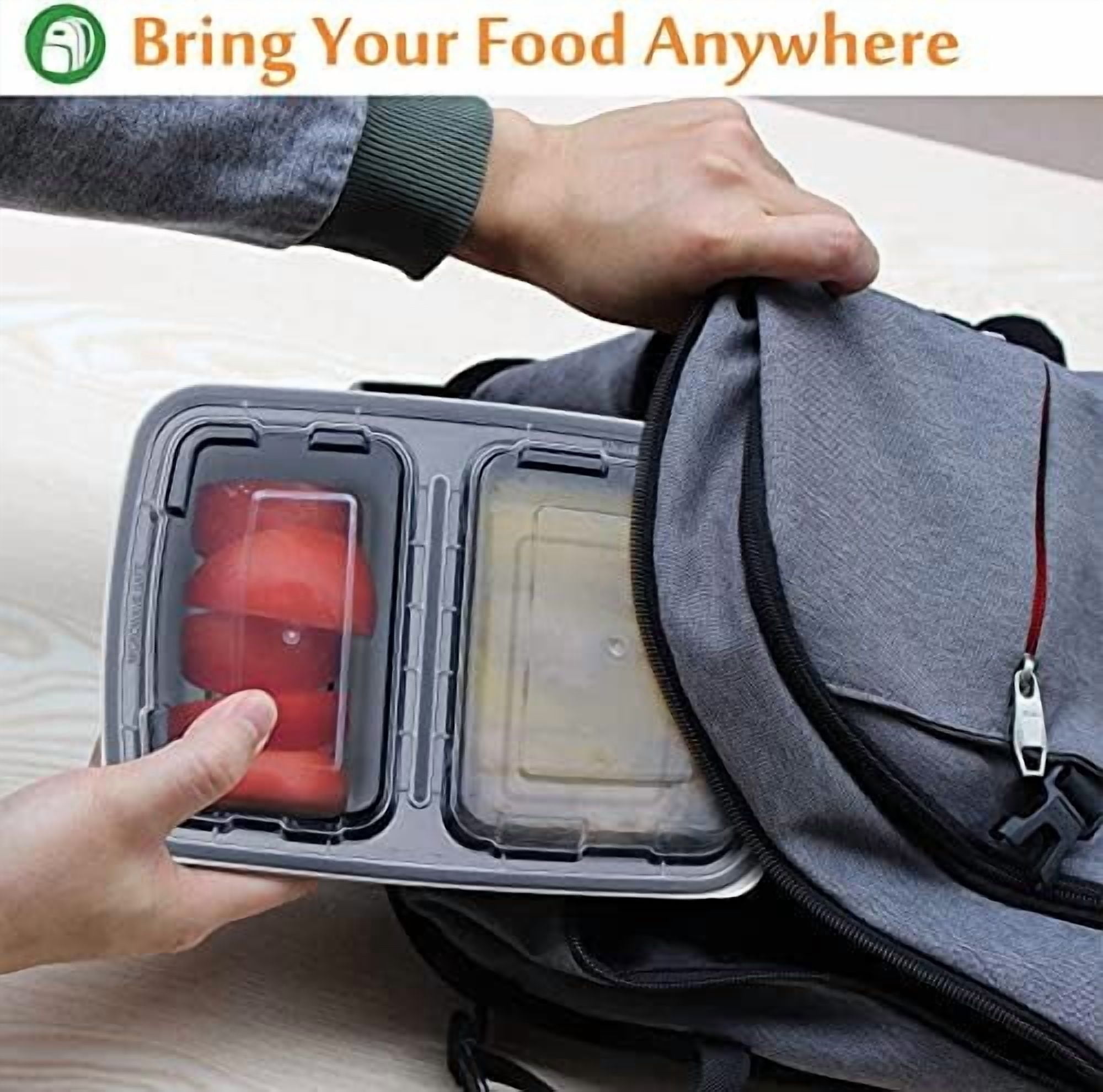 Meal Prep Containers [20 Pack] 2 Compartment with Lids, Food Storage Bento Box | BPA Free | Stackable | Reusable Lunch Boxes, Microwave/Dishwasher/Freezer Safe, Portion Control (32 oz)