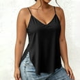 thumbnail image 5 of Womens Plus Size V Neck Spaghetti Strap Tank Tops Dressy Casual Camisole Blouses Sleeveless Loose Cami Basic Tank Shirt with Slit Hem Black, 5 of 7