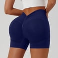 thumbnail image 4 of Domuza Womens Workout Impact Shorts V Back Butt Lifting Tummy Control Gym Shorts Comfy Running Seamless Booty Biker Shorts Blue XL, 4 of 8