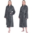 thumbnail image 3 of PAVILIA Robes For Women, Fleece Soft Fluffy Bathrobe, Plush Cozy Long Spa Robe, Satin Trim (2XL/3XL, Grey), 3 of 9