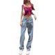 thumbnail image 5 of VISgogo Crop Tops para Mujer, Cuello en V Sin Mangas Letra de Diamantes de Imitación Decorada Cordón Fruncido Camiseta para Damas Jóvenes VISgogo moda, 5 of 9