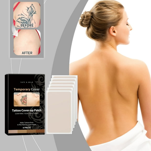 HYLLai 6PCS Invisible Concealer Stickers - Waterproof & Breathable Cover for Tattoos, Scars, and Blemishes, Natural Skin Tone Blend, No Glue Needed