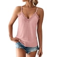 thumbnail image 2 of V Neck Tank Tops for Woman's V Neck Lace Lace Lace Fashionable Casual Camisole Vest Tank Tops Pink, 2 of 6