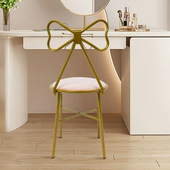 Modern Simple Dressing Table Makeup Chair with Stool Pink Vanity Velvet Chair