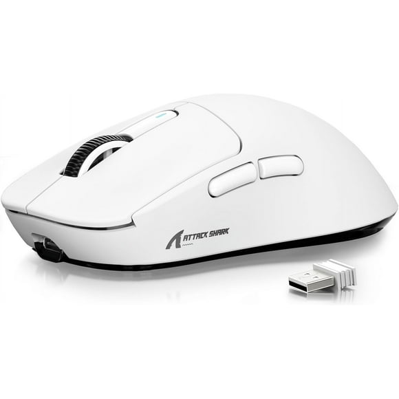 Souris de Jeu Sans Fil ATTACK SHARK X3, Souris d'Ordinateur Ergonomique 49g, Triple Modes PAW3395 Capteur Optique 26K DPI, Autonomie de Batterie 200h, Programmable But