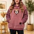 thumbnail image 2 of Womens Pet Pouch Hoodie Small Pet Carrier Sweatshirt Fall Winter Tops for Women Adjustable Hem Loose Fit Casual Long Sleeve Cute Graphic Hooded Fleece Pullover with Zipper Pouch, 2 of 4