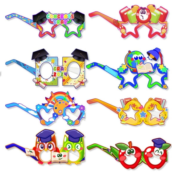 Party Balloon, Ongmies Kindergarten Graduation Season Decoration Graduation Party Paper Glasses Children's Graduation Photography Glasses Props, Event & Party, 8*Glasses Decoration