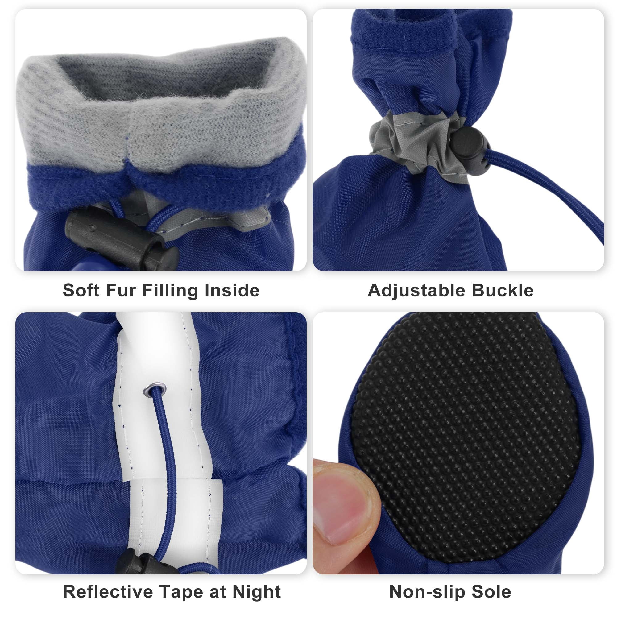 Unique Bargains Pack of 4 Waterproof Dog Shoes with Adjustable Straps Blue M