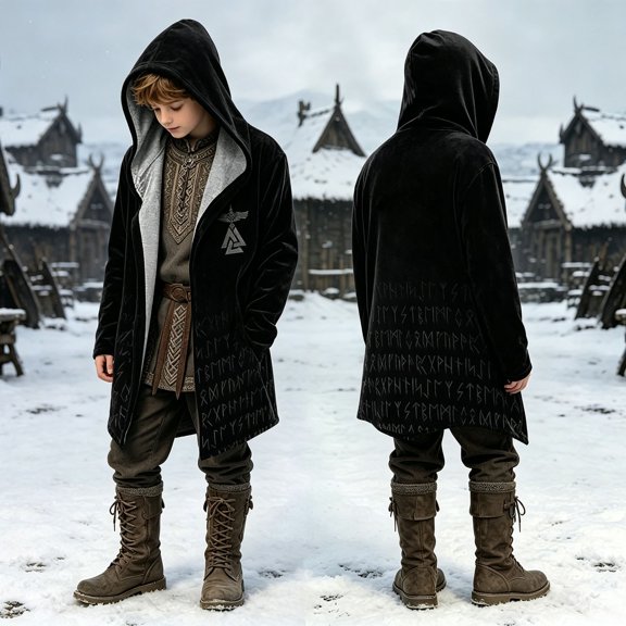 Ulitacool Boy Tops Halloween Long Sleeve Round Neck Cartoon Prints Coat 14-15 Years Black