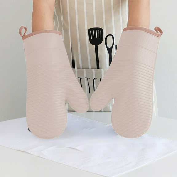 Silicone Oven Gloves,Heat Resistant Food Grade Silicone Gloves,Thickened Waterproof Lengthened Mittens ,Suitable for Kitchen Baking Barbecues.