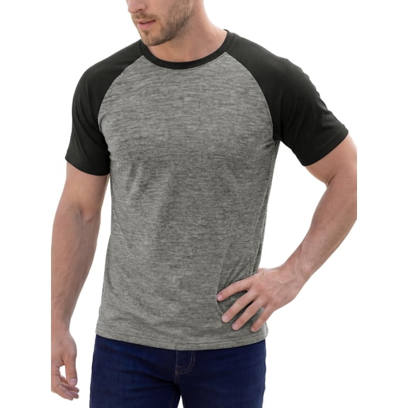 INSPIRE CHIC Men's Raglan T-Shirt Short Sleeve Crewneck Casual Baseball T-Shirts M Gray