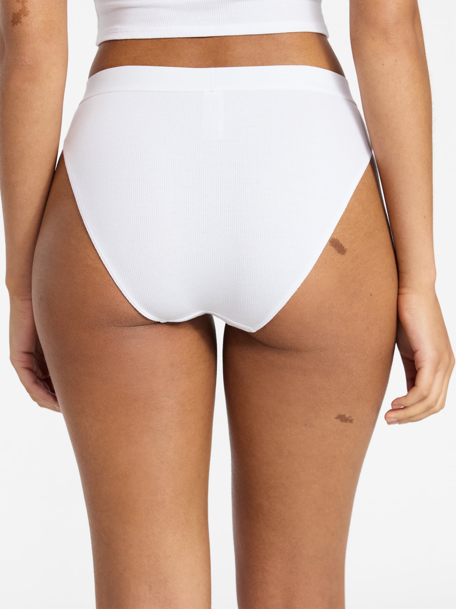 No Boundaries Cotton Ribbed Hi-Cut Brief Panty, Women's XS-XXXL