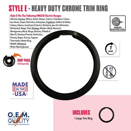 Range Kleen PR8 Large Black Porcelain Style E Trim Ring