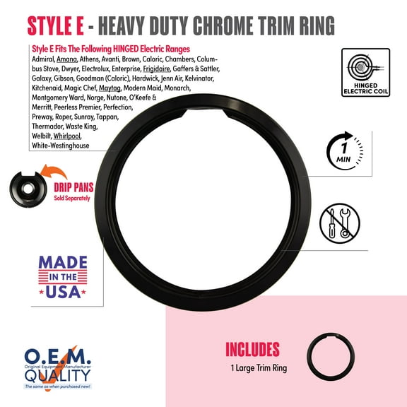 Range Kleen PR8 Large Black Porcelain Style E Trim Ring