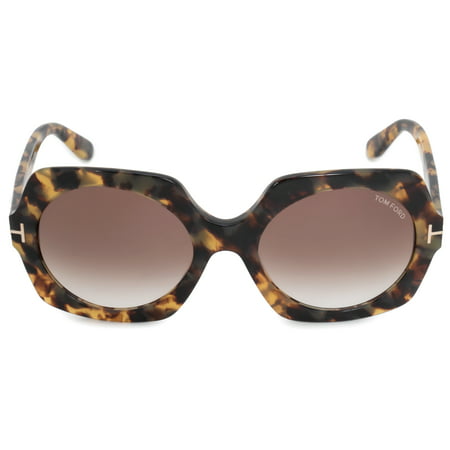 Tom Ford Sofia Round Sunglasses FT0535 56F 57 | Havana Acetate Frames | Brown Gradient Lenses