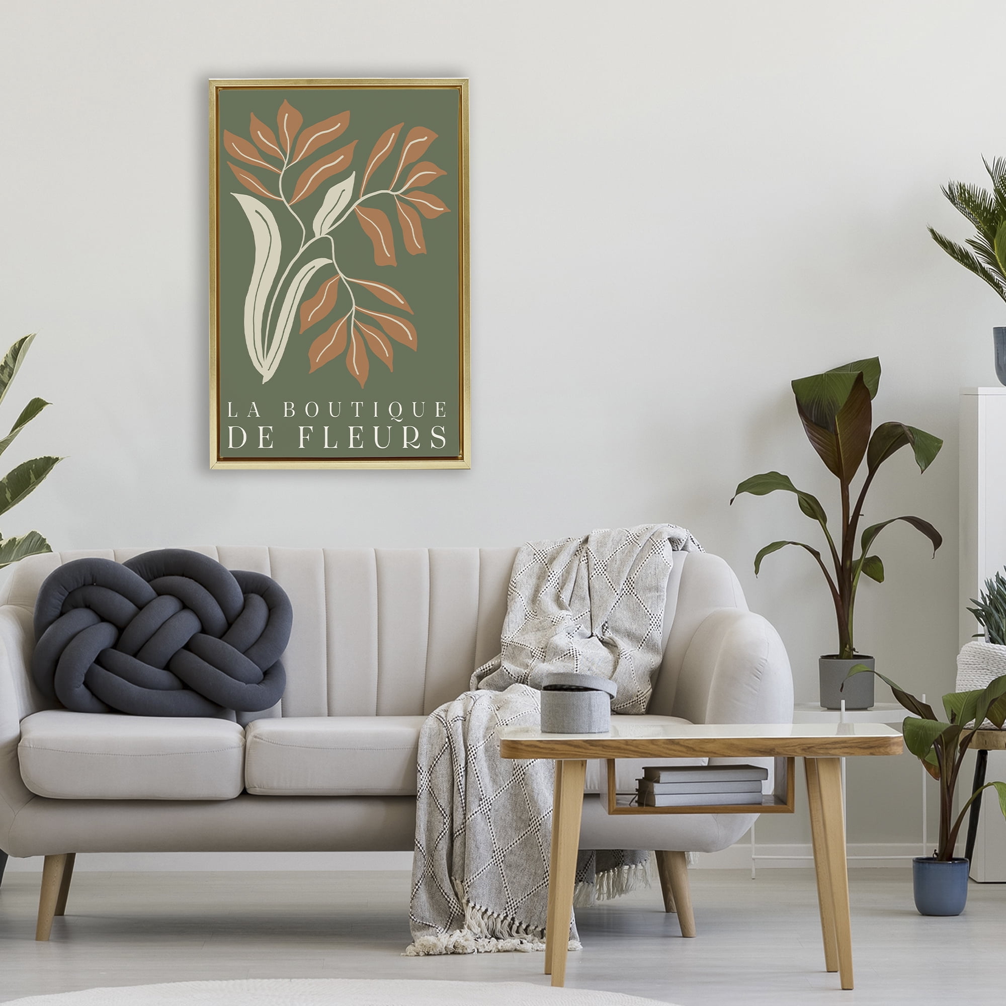 Stupell Industries Flower Shop Midcentury Minimal Gold Framed Floater Canvas Wall Art, design by Emily Navas