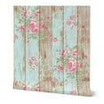 Peel & Stick Wallpaper 9ft x 2ft - Shabby Chic Woodgrain Roses