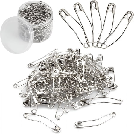 VANIDO Curved Safety Pins for Quick Basting,Size 3,100 Count Silver