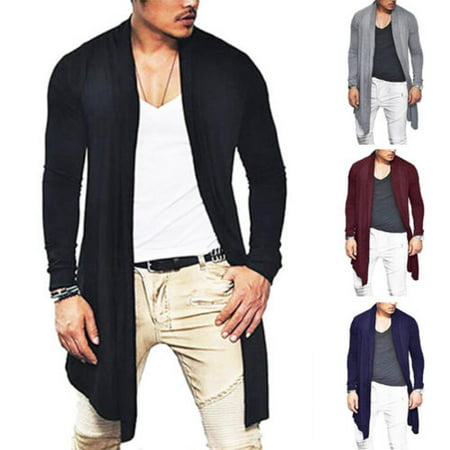 US Mens Winter Warm Long Wrap Cardigan Jumper Coat Jacket Casual Outwear (Mens Knitted Christmas Jumpers Best)