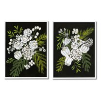 Stupell Industries Bold White Flower Blossoms Graphic Art White Framed Art Print Wall Art, Set of 2, Design by Regina Moore