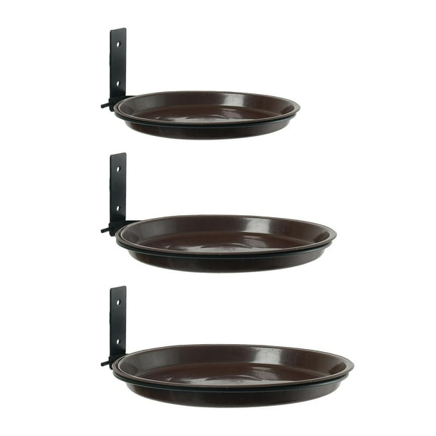 3 comederos de pájaros de pared con bandeja de agua y soporte de metal, para baño de pájaros, para exteriores, patios, terrazas y cercas.