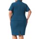 thumbnail image 3 of Conjunto de traje de oficina para mujer de talla grande de 2 piezas, blazer de manga corta con falda lápiz y botón, 2X azul pavo real, 3 of 6