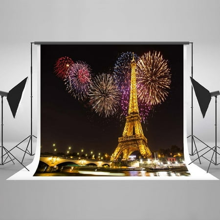 HelloDecor Polyster 7x5ft Night Paris Light Eiffel Tower Colorful Fireworks Wedding Decorations Photography Backdrop Photo Booth (Best Photographer In Paris)