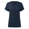 thumbnail image 4 of vigerkar Elegant Tunic Tops - Summer Short Sleeve Blouse for Women, Stretchy Casual Shirt with Crew Neck Navy, XL, 4 of 5