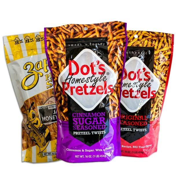 Dot's Cinnamon Sugar Pretzels Variety Pack Zapp's Jazzy Honey