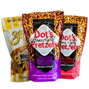Dot's Cinnamon Sugar Pretzels - Variety Pack - Zapp's Jazzy Honey Mustard Pretzel Stix - Dot's Homemade Original Seasoned Pretzel Stix - 3, 16oz Bags Total