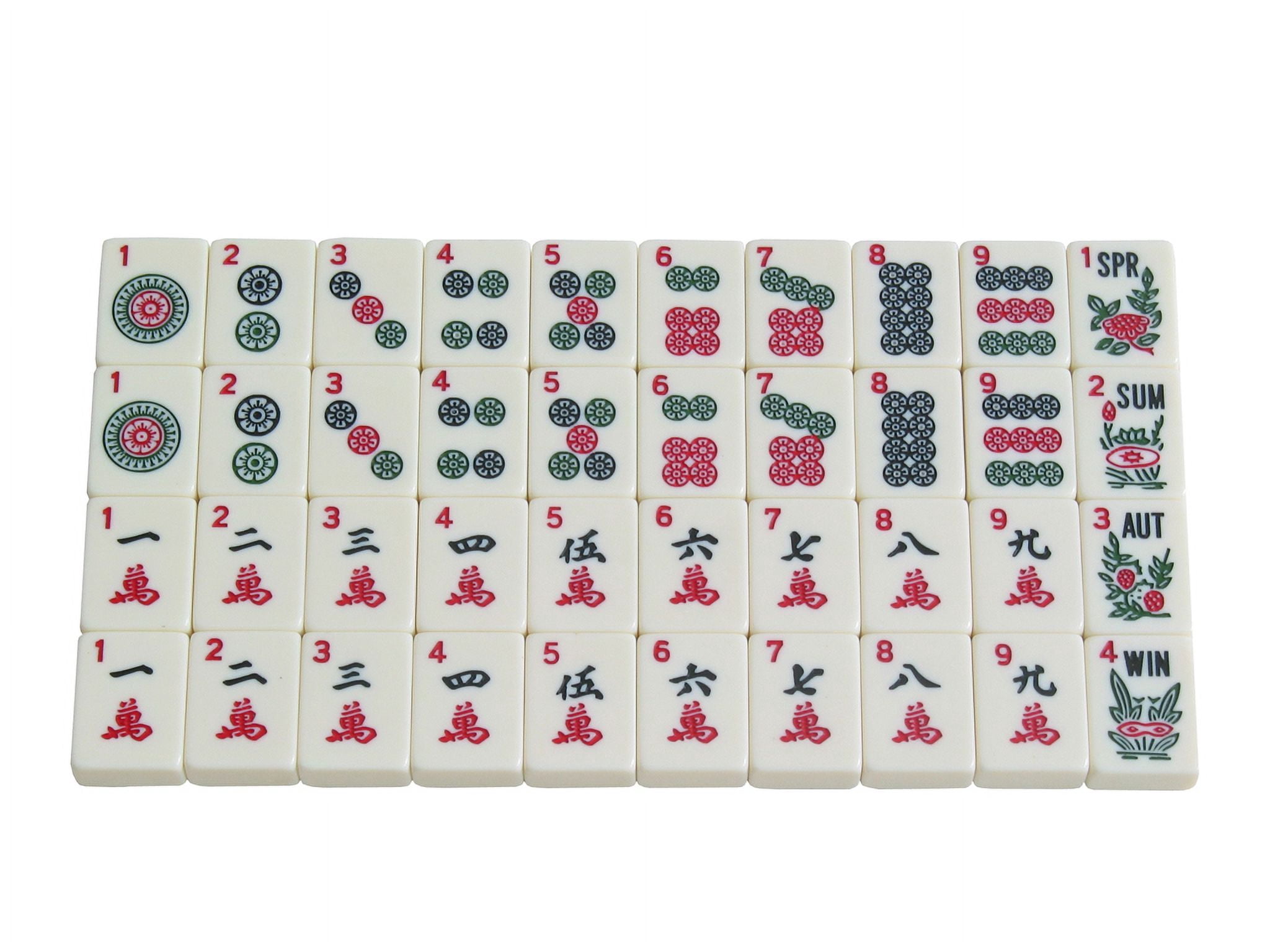 White Swan American Mahjong Set in Wheeled Black Case - Ivory Tiles - Modern Pushers