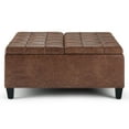 thumbnail image 4 of Harrison 36 inch Wide Transitional Coffee Table Storage Ottoman in Distressed Umber Brown Vegan Leather, 4 of 14