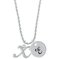 thumbnail image 1 of Delight Jewelry Silvertone Small Gelato Script Initial - X - Silvertone Script Initial Disc - E - Charm Necklace, 20"+3", 1 of 4