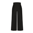 thumbnail image 6 of Clean Women Baggy Stretchy Wide Leg Pants Elastic High Waist Trousers Causal High Waisted Cotton Pantaloons Adjustable Bow Lace-Up Trousers Loose Flowy Beach Pant, 6 of 7