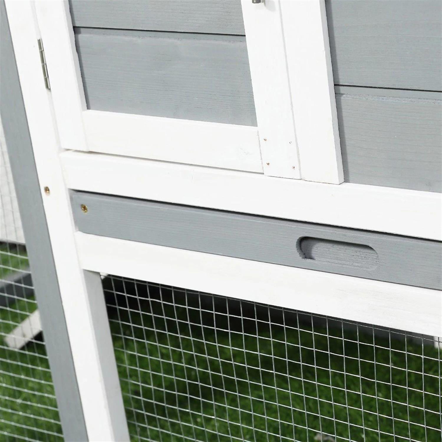 resenkos 48" Wooden Outdoor Bunny Rabbit Hutch with Waterproof Asphalt Roof, Removable Tray & Ramp Garden Backyard Pet House Chicken Coop, Gray