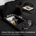 thumbnail image 5 of Muumblus 125" Cloud Sectional Sofa with Storage Console, U-Shaped Modular Couch with 2 Ottomans, USB, Cup Holders, Oversized Corduroy Living Room Sofa, Black, 5 of 8