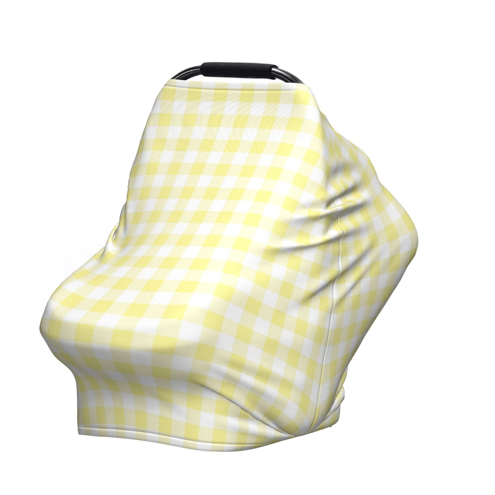 Fotbe Lemon Yellow Checkboard Pattern Car Seat Covers for Babies, Nursing Breastfeeding Cover Infant Carseat Canopy, Soft Stretchy Carrier Cover