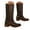 Coffee, variant on Wide Calf Boots for Women Black Brown Cowgirl Boots Square Toe Pull on Motorcycle Boots