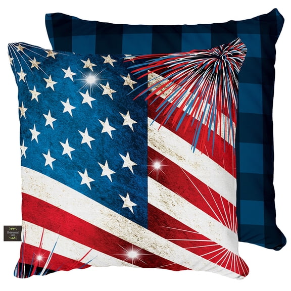 Stars and Stripes Summer 4th of July Pillow 17" x 17" Briarwood Lane