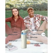 WaterH BOOST Smart Water Bottle Reminder to Drink Water Tracker-Double Wall Vacuum Insulated Stainless Steel, Wide Mouth 32 oz, for Gift-White