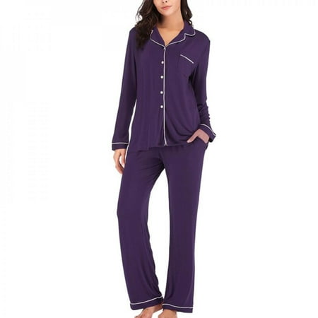 

Shengshi Women s Autumn V-neck Long Sleeve Trousers Pajamas Suit Gray 2XL Size