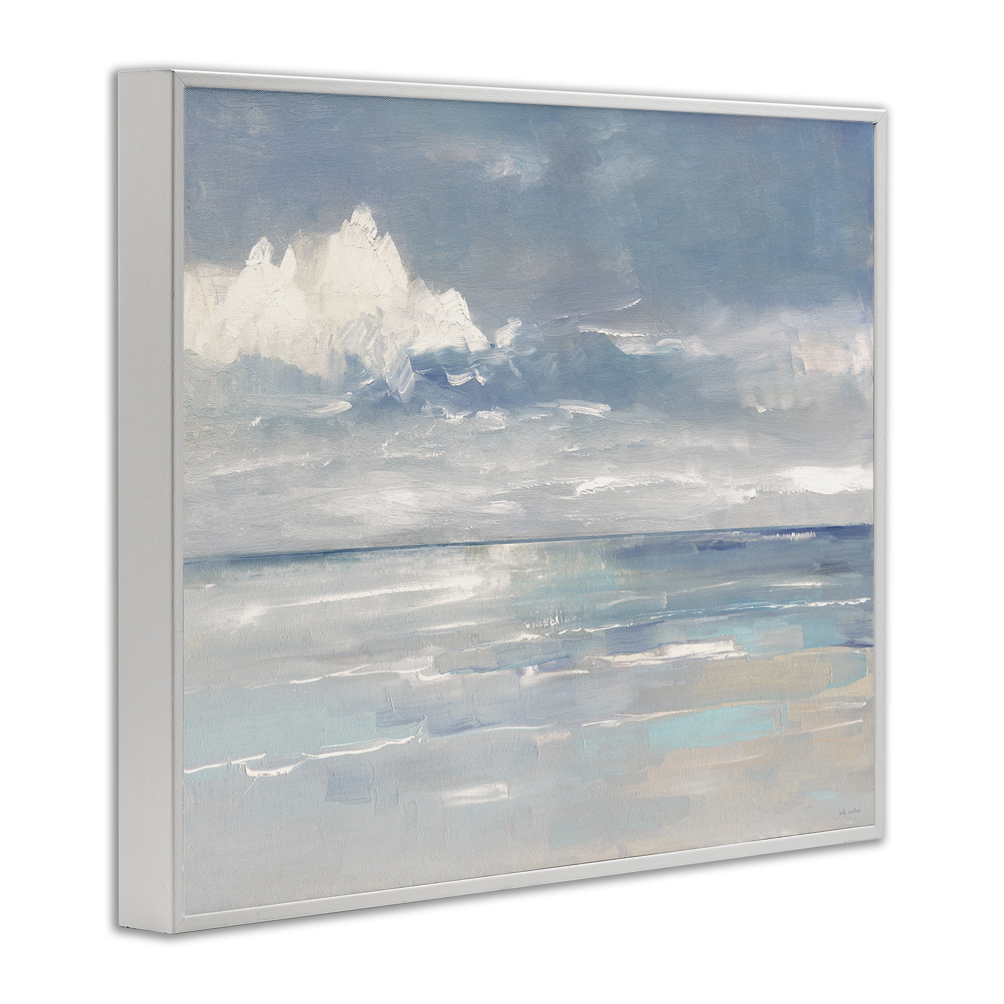 Stupell Industries Beach Clouds Reflection Landscape Painting White Framed Art Print Wall Art, 30 x 24