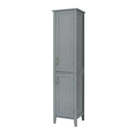 Teamson Home Wooden Bathroom Cabinet Floor Linen Tower Grey EHF-F0017