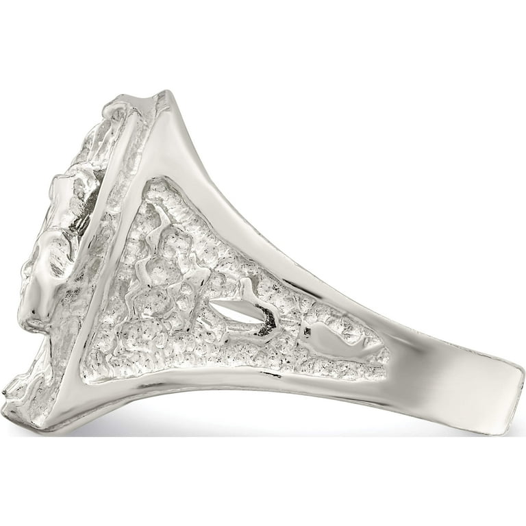 SILVER HORSES リング Solid 925 Sterling Silver Men's Horseshoe with Horse Head