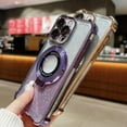 thumbnail image 3 of for iPhone 12 Pro Max Glitter Case, Compatible with MagSafe, 120°Invisible Kickstand & Magnetic Ring Holder, Military Grade Shockproof Bumper Translucent Back for iPhone 12 ProMax Case, Purple, 3 of 7