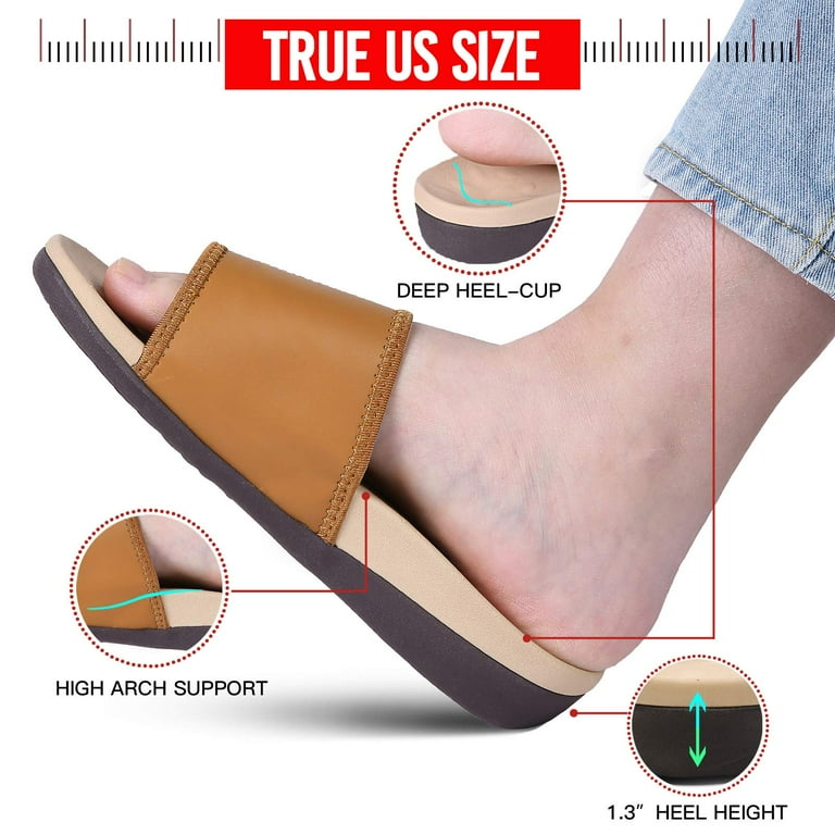 MEGNYA Orthopedic Slides Sandals for Women, Comfortable Plantar Fasciitis  Sandals for Flat Feet, High Arch Support Walking Sandals with Adjustable