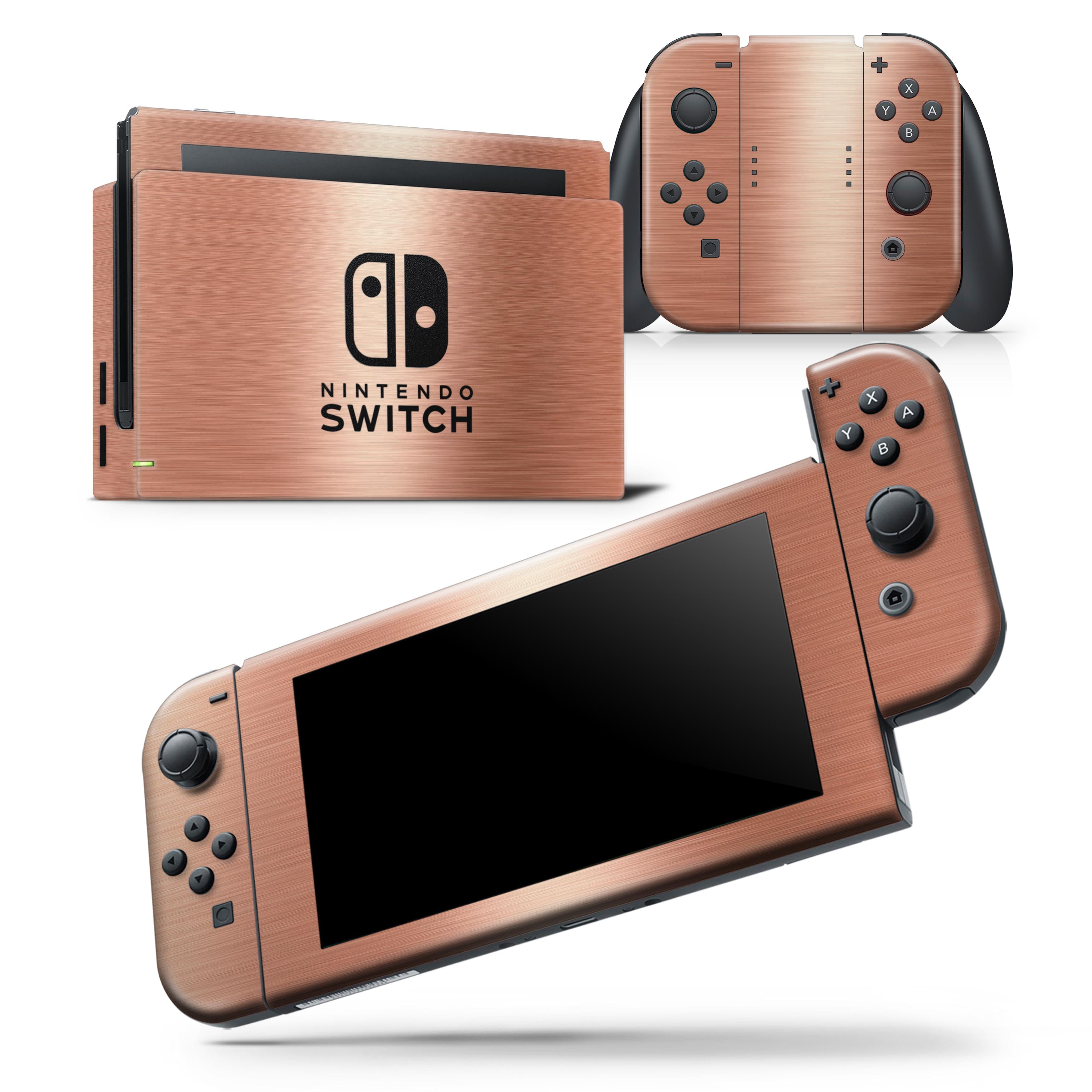 Rose Gold Digital Brushed Surface V2 Skin Wrap Decal Compatible with the Nintendo Switch 3DS